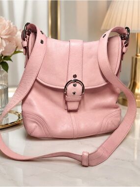 Coach Pink Leather Crossbody Bag with Buckle Detail SoHo flap buckle 9480